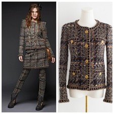 Chanel Pre-Fall 2016 Rome Brown Gold Fantasy Tweed 16A Jacket