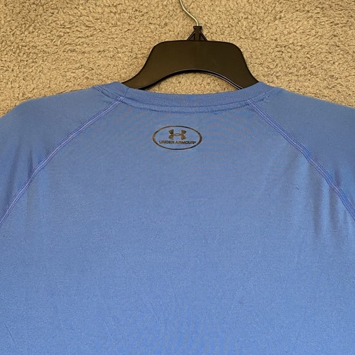 Under Armour Mens Shirt XL Heatgear Crew Neck Blue Casual Athleisure Adult - Picture 17 of 18