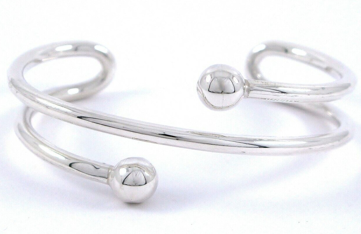 Solid Sterling Silver 925 Spiral Cuff Bracelet 27… - image 2