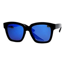 Classic Black Square Sunglasses Color Mirror Lens Stylish Chic Frame