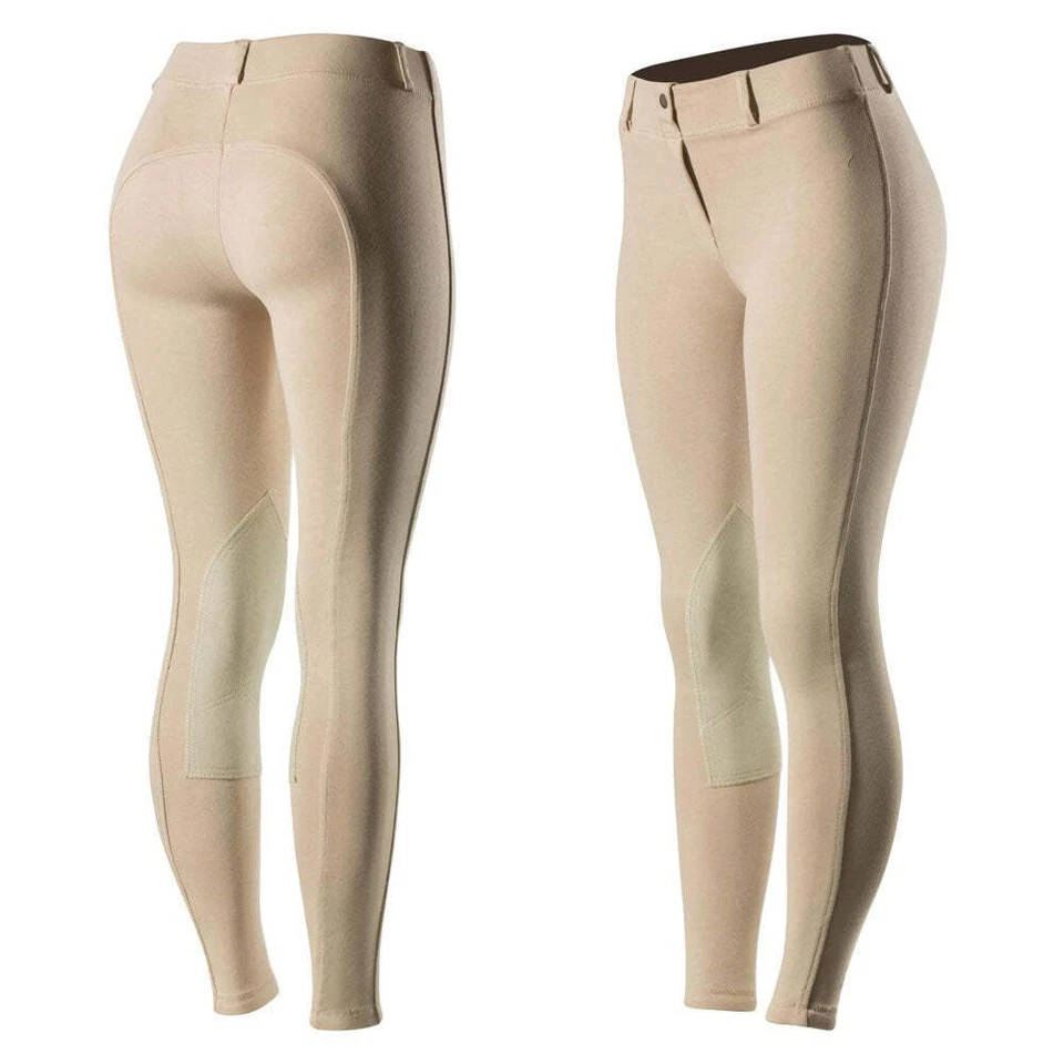 EQUINAVIA 36260 Horze Ella Pull on Knee Patch Breeches - Tan NEW
