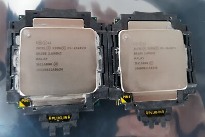 Pair of Intel Xeon E5-2640 V3 SR205 2.60GHz Server Processor w/ Black Bracket