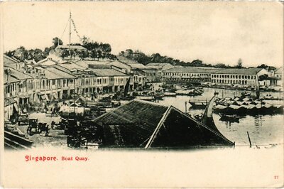 PC SINGAPORE, BOAT QUAY,, VINTAGE POSTCARD (b1299)