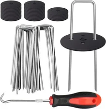 25Pcs Garden Stakes Staples + Gaskets, EUOKOK 6 Inch 25 pcs, Silver 