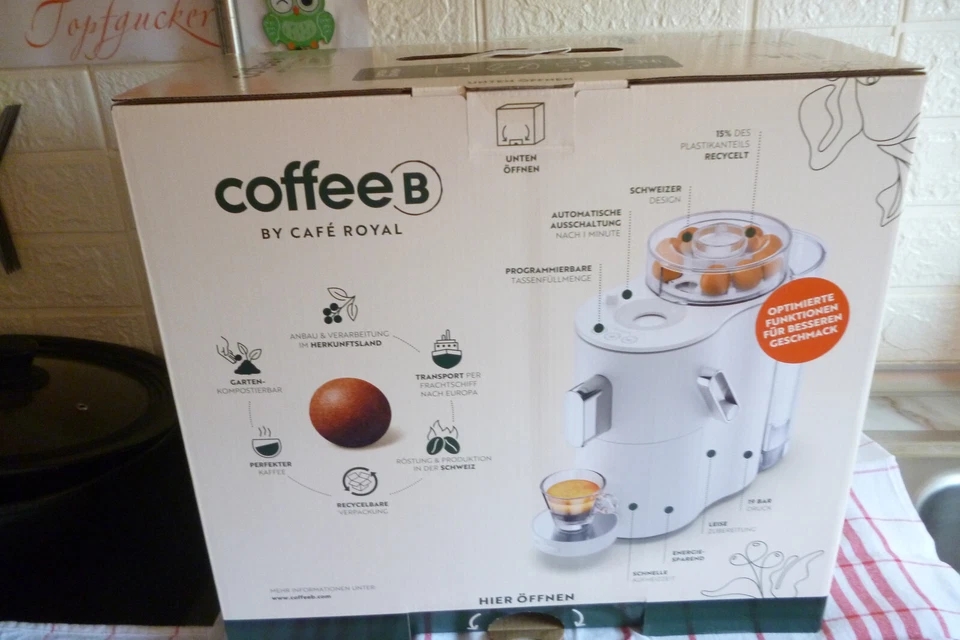 CoffeeB Kaffeemaschine Globe / NEU,,,,,,,,,,weiss & Kaffe