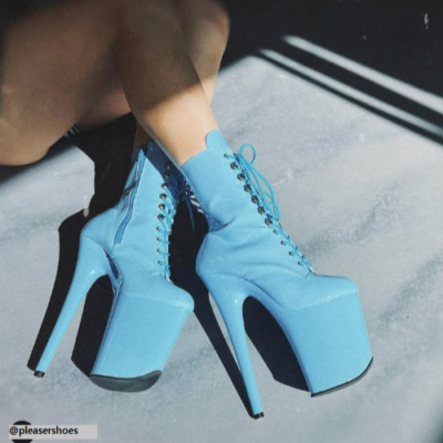 8'' Baby Blue Jumbo Platform Drag Queen Performer Gogo Dancer High Heels Boots