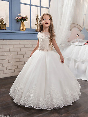 New Lace Flower Girl Dresses First Communion Dress for Little Girls ...