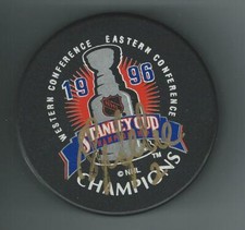 Sylvain Lefebvre Signed Colorado Avalanche 1996 Stanley Cup Champions Puck
