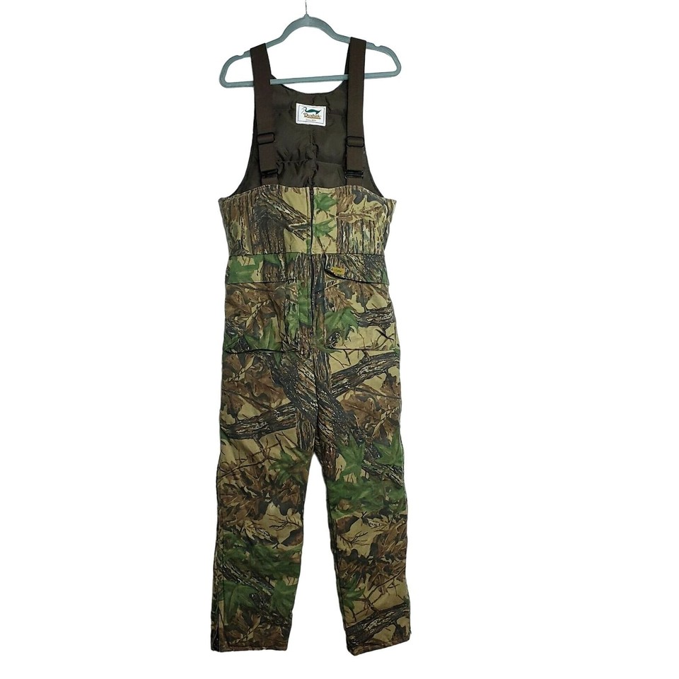 Duxbak Men Size 34x28 Med Camo Bib Overalls Hunting Insulated Real Tree