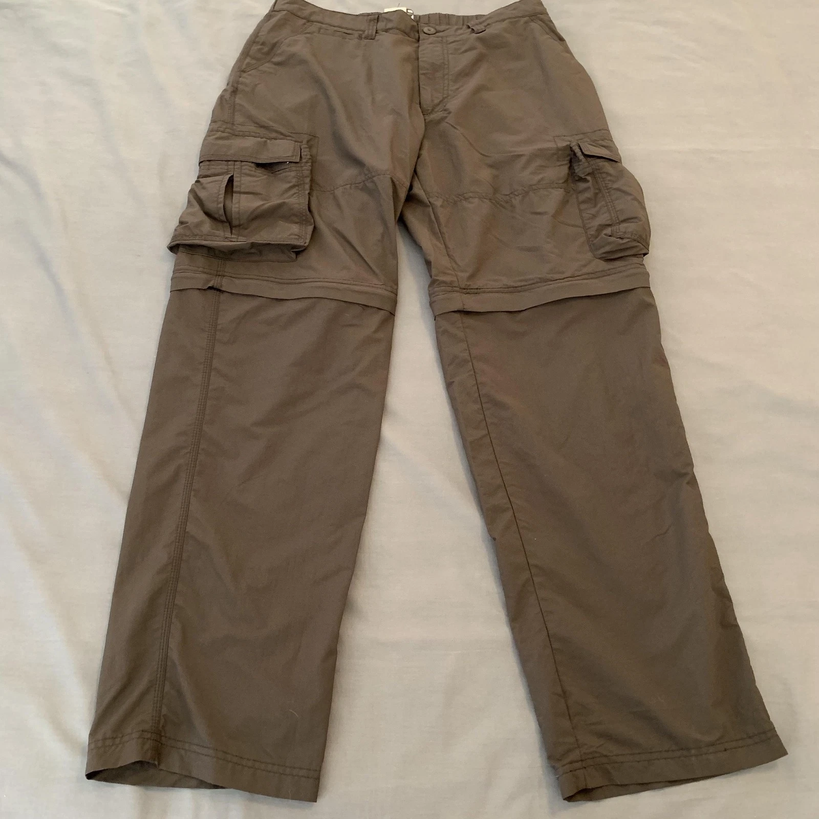 Rugged Exposure Cargo Pants Mens 32x30 Brown Nylon Convertible Hiking Travel