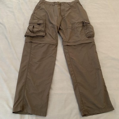 Rugged Exposure Cargo Pants Mens 32x30 Brown Nylon Convertible Hiking Travel