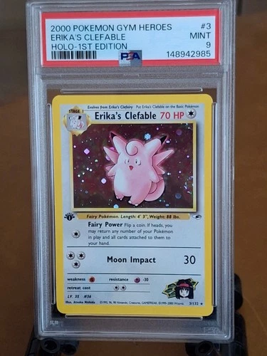 2000 Pokemon Gym Heroes Erika's Clefable 1st Edition Holo #3 - PSA 9 - MINT!