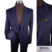 BOSS Hugo Boss PARIS Sport Coat Blazer Men  s 40R Navy Blue 2-Button Jacket VTG