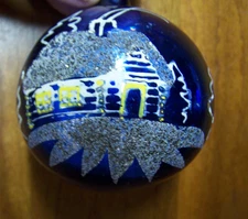 Vintage Shiny Brite Icy Blue Mercury Glass Mica Log Cabin Christmas Ornament