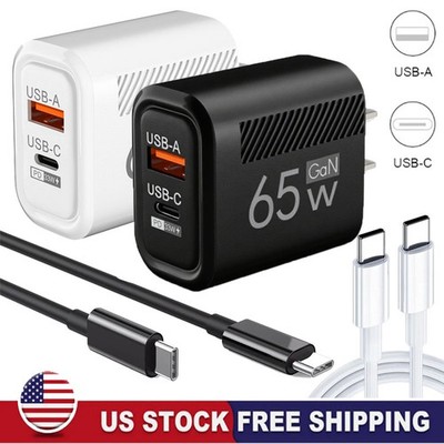 65W Fast Charging USB Type C Wall Charger For Samsung iPhone Android Phone