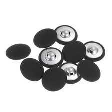 10pcs Fabric Cloth Covered Button 21mm Metal Round Sewing Buttons, Black