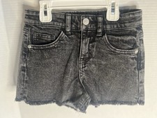 Youth Art Class Denim High-Waisted Frayed Hem Black Shorts Size Small/6-6x