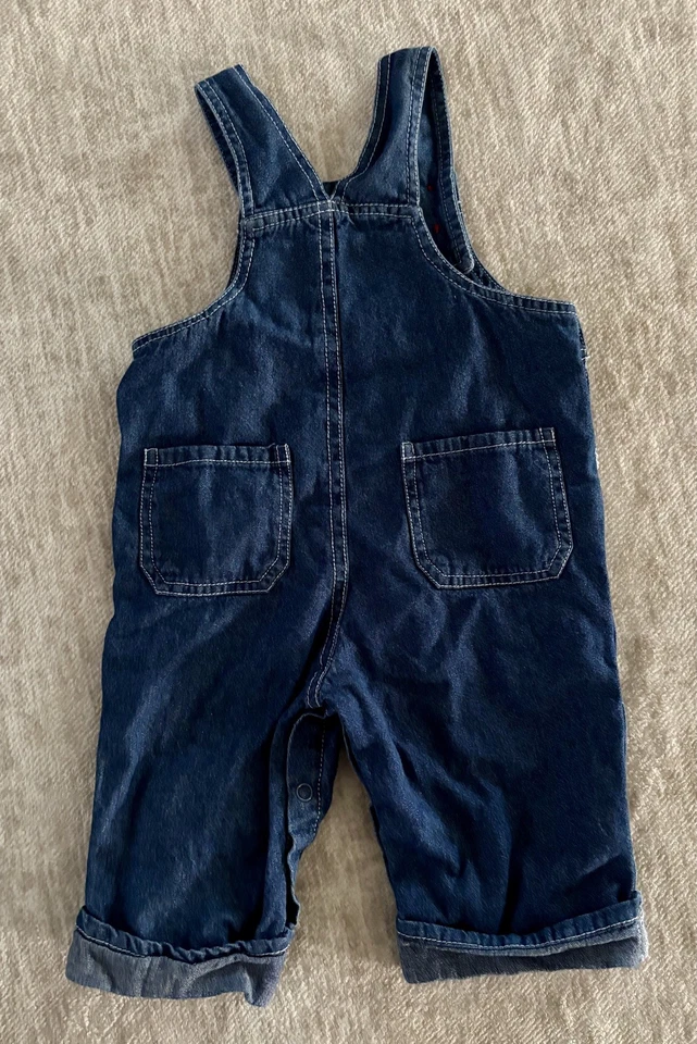 Vintage 90s Disney Mickey Mouse Pirate Sailor Denim Overalls Bib 3-6 Months - Image 2 of 4