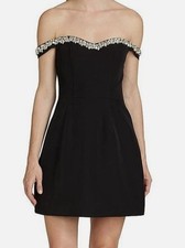 Monique Lhuillier Women’s Blaire Embellished Off-The-Shoulder Minidress Sz 10