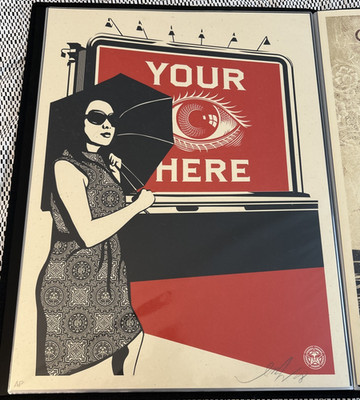 Shepard Fairey Obey YOUR EYE HERE Signed / AP Artist Proof Screen Print RARE