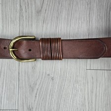 Lauren Ralph Lauren Belt 40 Brown Genuine Leather Gold Tone Buckle