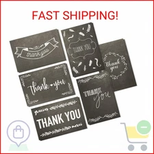 Best Paper Greetings Blank Thank You Cards with Envelopes - 4 x 6 In - Black & W