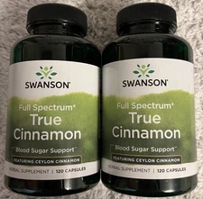 240 Caps Swanson True Ceylon Cinnamon 300 mg Blood Sugar Cardiovascular Health