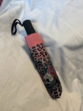 Ed Hardy Leopard Skull Rose Prints Compact Umbrella with Cover New rain cover