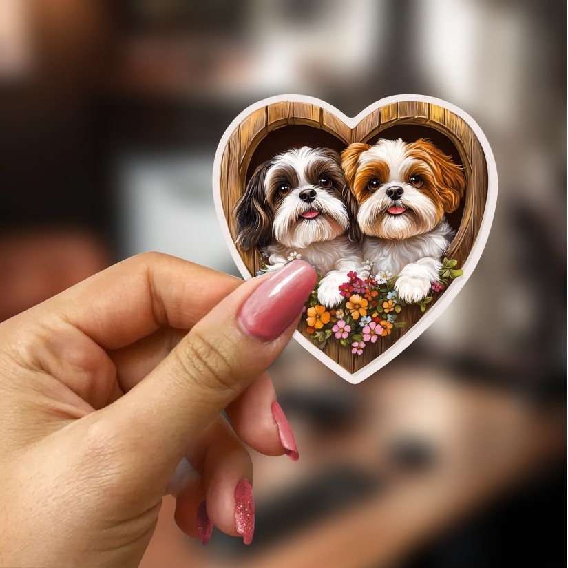 Shih Tzu Love Sticker, Peel N' Stick, Different sizes