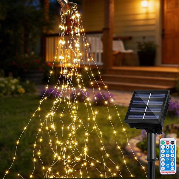 Lichterkette 200LED 2M Solar Wasserdicht 8 Modi Timer Fernbedienung Deko Innen-image