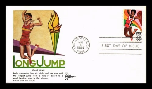 DR JIM STAMPS US COVER OLYMPICS LONG JUMP FIRST DAY ISSUE GILL CRAFT CACHET