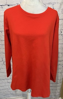 Isaac Mizrahi Essentials Shirt Orange Long Sleeve Pull On Plus Size Top Size 2X