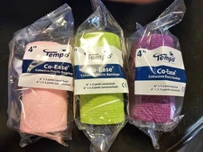 Co-Ease Cohesive Elastic Bandage, 4" X 5 Yards Neon Colors, by Tempo, 4-roll set