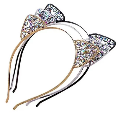 Bandeau couronne oreilles chat femme diadème princesse accessoire cheveux - Photo 1/4
