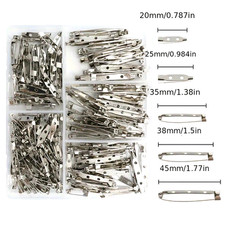 20 PIECE STEEL BROOCH BACK PINS 15-25-30-35-40-45MM JEWELLERY FINDINGS