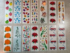 Lof 14 Strips of Mrs. Grossman's Stickers, All Vintage 1990's