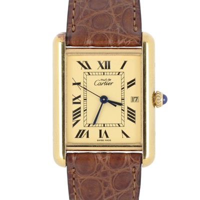 Cartier Tank LM PAPERS Vermeil Gold Silver Ivory Roman 25mm W1017454 2413 Watch