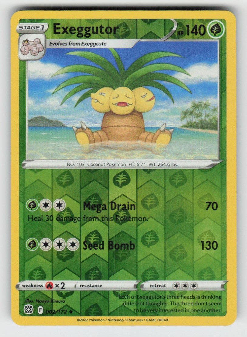 Reverse Holo Exeggutor 002/172 Uncommon Brilliant Stars Near Mint