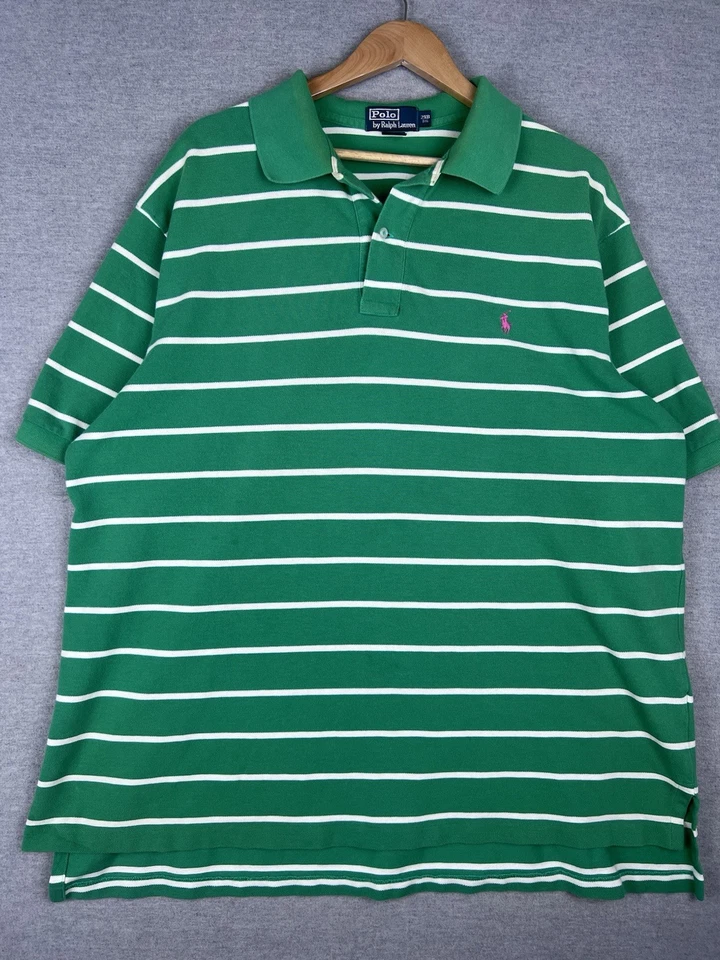Ralph Lauren Polo Rugby Striped Polo Size 2XB Green White - Image 2 of 4