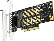 PA21 Dual M.2 NVMe to PCIe 4.0 X8 Adapter Without PCIe Bifurcation Function