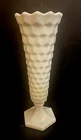 Old Fostoria American White Milk Glass Hexagon Cubic Footed 8.25" Footed Vase