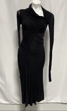 Rick Owens Women's Black Jersey Bodycon Lilies Dress Size 6