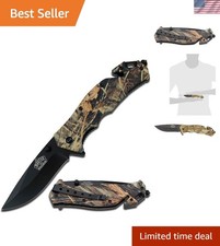4.5-Inch Spring Assist Folding Knife, Black Drop Point Blade Camo Handle
