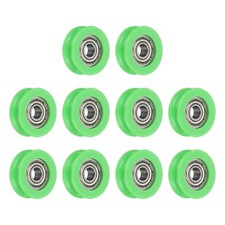 10Pcs 5x21x7mm 605ZZ Carbon Steel U Groove Bearings POM Guide Pulley Light Green