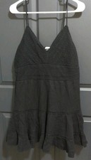 American Eagle XL Womens Black Boho Crochet Tiered Smocked Mini Dress Pockets 