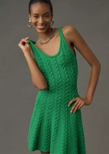 Anthropologie Mac Duggal Sleeveless Chunky Knit Mini Dress Green Size M
