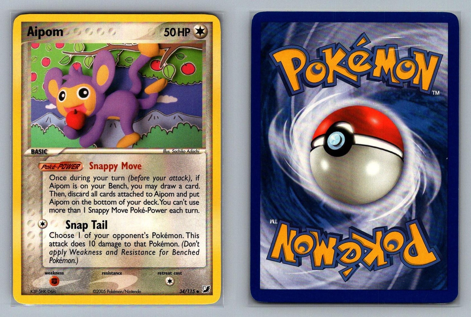 Aipom #34/115 Unseen Forces Vintage Pokemon Card - NM
