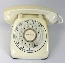 Automatic Electric Monophone Rotary Dial Desk Phone White VIntage Telephone