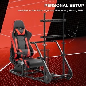 Supllueer Racing Simulator Cockpit With Red Seat & TV Stand Fit Logitech G920