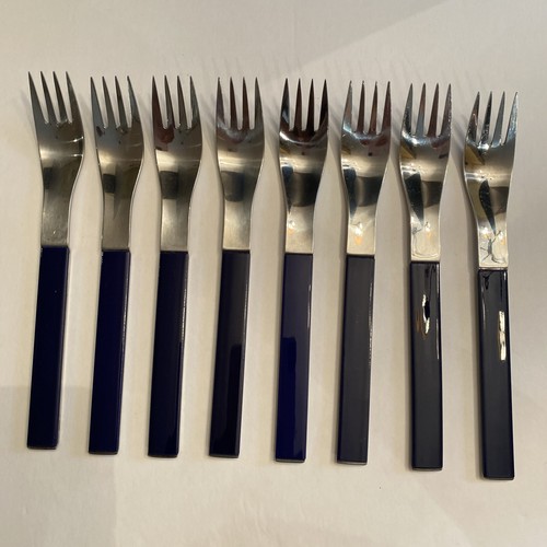 Rosenthal Duo Cobalt Stainless Flatware 8, Six Pc Place Settings Carl Aubock Aus - Picture 13 of 20